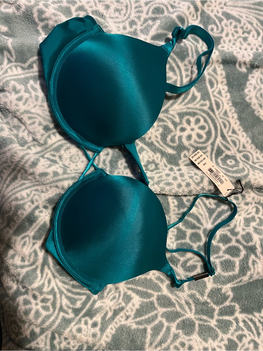 Victoria's Secret Teal Satin Push-Up Bra